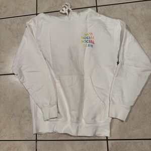 Anti Social Social Club ASSC Rainbow Logo Tie Dye White Hoodie